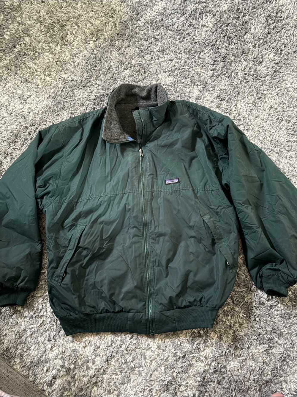Vintage 90’s Patagonia Bomber Jacket Mens Green Blue Gray Fleece Lined Zip XXL